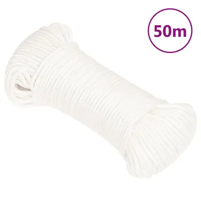 vidaXL Frânghie de barcă, alb complet, 3 mm, 50 m, polipropilenă