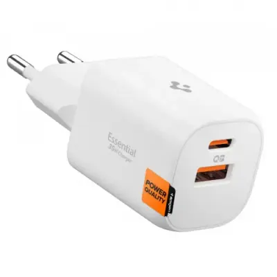 Incarcator Retea Spigen Essential, 35W, 3A, 1 x USB-A - 1 x USB-C, ACH09462 (Alb)