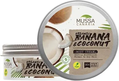 Mussa Canaria Cremă de corp, cu banane organice și ulei de cocoș din Insulele Canare, 250 ml