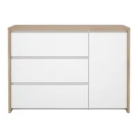 Comodă albă-în culoare naturală cu aspect de lemn de stejar 119x84x48 cm Next – Tvilum