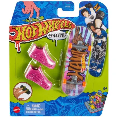 Set mini placa skateboard cu pantofi, Hot Wheels, Wingstorm, HGT68
