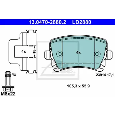 Set placute frana, frana disc ATE 13.0470-2880.2