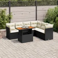 Gossi set canapele de gradina cu perne, 7 piese, negru, poliratan
