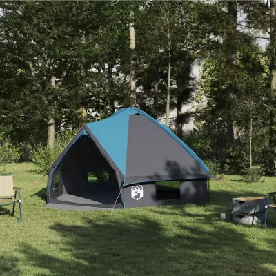 vidaXL Cort Teepee pentru 6 persoane 6 persoană Albastru și Gri