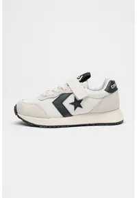 Pantofi sport cu garnituri de piele intoarsa Omega - Negru stins/Alb murdar