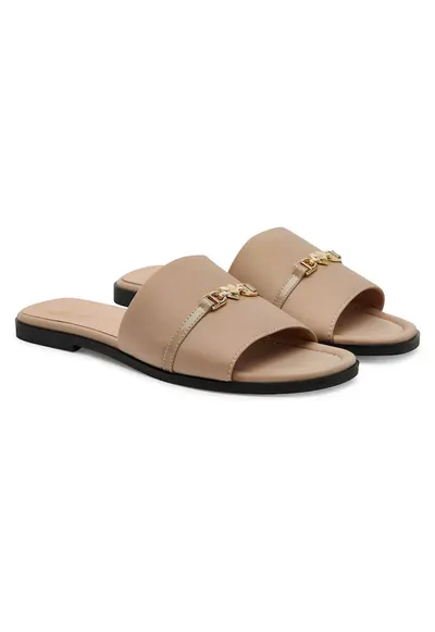 Papuci dama - Lycra Avena - piele naturala - Bej