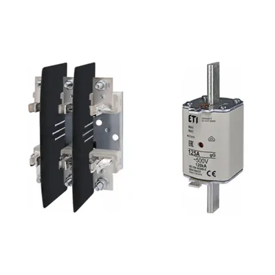 Pachet Protectie Circuit Trifazat: Soclu Siguranta Fuzibila NH1 3P (M10/M10), Siguranta Fuzibila NH1 gG 125A 500V