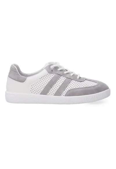 Pantofi sport din piele si piele intoarsa cu perforatii
