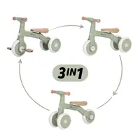 Bicicleta/tricicleta, Petite&Mars, 3 in 1, Multifunctionala, Cu/fara pedale, Ghidon directionabil, Sa reglabila pe inaltime, 2.3 kg, Pana la 25 kg, 12-36 luni, Verde