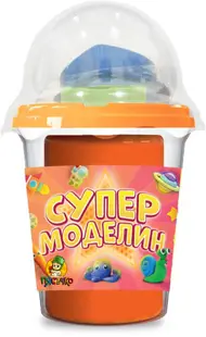 Plastilină Piasăchko - Cu forme pentru modelare, 100 g, portocalie