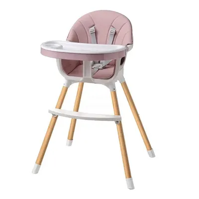 Scaun de masa pentru copii Procart Roz Pudra, suport pentru picioare, tavita si husa, centura 5 puncte