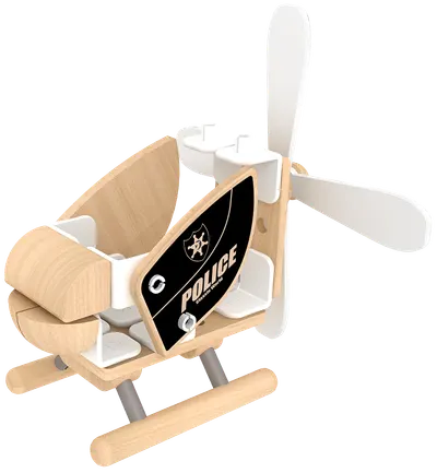 Set de construit din lemn Classic World - Elicopter de politie
