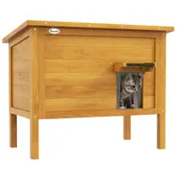 PawHut Casă pentru Pisici Exterioară cu Spumă Izolantă, Acoperiș Deschizabil, Lemn Masiv, 85 x 50 x 68,5 cm, verde | Aosom Romania