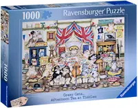 Puzzle Ravensburger din 1000 piese - Crazy Cats: Ceai de după-amiază la Tiddles