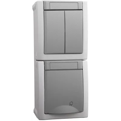 Priza schuko&comutator IP54 Pacific Panasonic gri