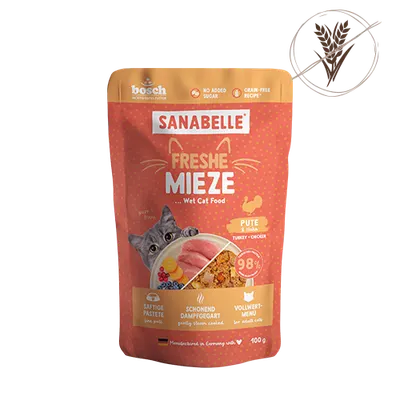 Hrana umeda pentru pisici Sanabelle plic Curcan si Pui 100 gr