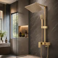 Coloana Dus cu Baterie Monocomanda Auriu 104cm Design Modern