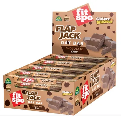 Flapjack, chipsuri de ciocolată, 12 x 80 g, FitSpo