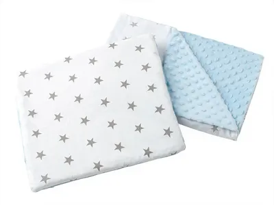 Set paturica 55x75 cm si perna 35x30 cm Minky Grey Stars Blue