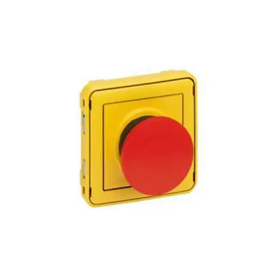 Emergency stop button Plexo IP55 - 1P - 1 N/C contact- modular - gri/yellow