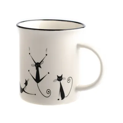 Cană din porțelan Dakls Cats Nero, 310 ml