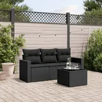 Gossi set mobilier de gradina cu perne, 4 piese, negru, poliratan