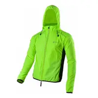 Jachetă de ciclism cu glugă verde fluorescentă, rezistentă la vânt ROCKBROS