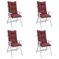 vidaXL Perne scaun cu spătar înalt, 4 buc. roșu vin 120x50x7 cm textil