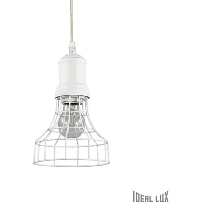 Pendul Cage Plat, 1 bec, dulie E27, D:190 mm, H:300/1600 mm, Alb