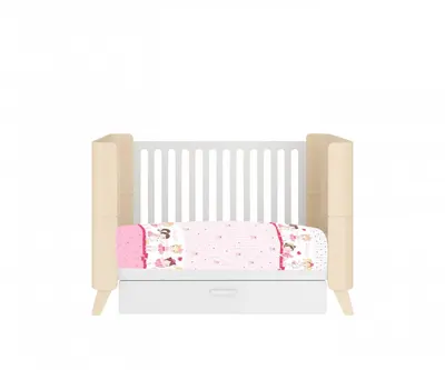 Lenjerie patut cu 3 piese 120x60 cm Balerina fond roz
