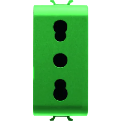 Italian Standard Priza 250v Ac - For Dedicated Lines - 2p+e 16a Dual Amperage - P11-P17 - 1 Module - Green - Chorus