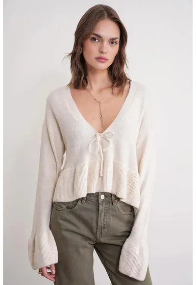 Pulover dama - Tricot - Decolteu in V - One Size
