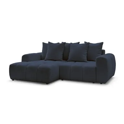 Colțar albastru extensibil/cu spațiu de depozitare cu tapițerie din țesătură bouclé (cu colț pe partea stângă/cu șezlong) Roxelane – Bobochic Paris