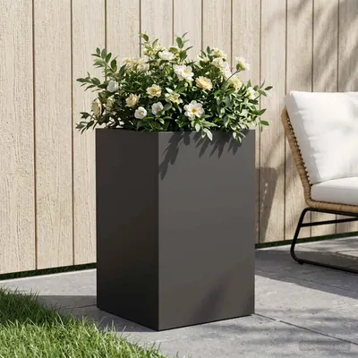 vidaXL Vază pentru Grădină Negru 30 x 30 x 40 cm Oțel laminat la rece