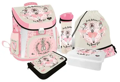 Set școlar Lizzy Card Lovely Ballerina – Rucsac, penar, geantă sport, sticlă și cutie pentru mâncare