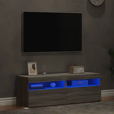 vidaXL Comode TV cu lumini LED, 2 buc., gri sonoma, 60x35x40 cm