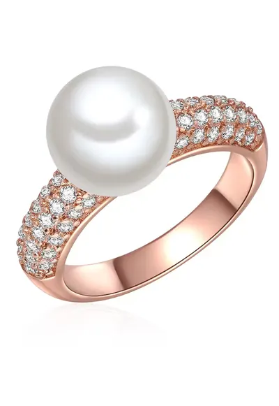 Inel placat cu aur de 14K si cu perla shell - Auriu rose