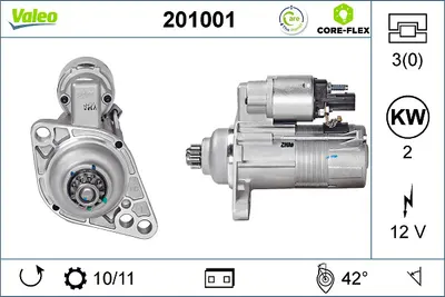 Electromotor (12v, 2kw) Potrivit Audi A3, Tt; Seat Altea, Altea Xl, Cordoba, Ibiza Iii, Ibiza Iv, Ibiza Iv Sc, Leon, Toledo Iii; Skoda Fabia I, Fabia Ii, Octavia Ii, Roomster 1.4-2.0d 10.99