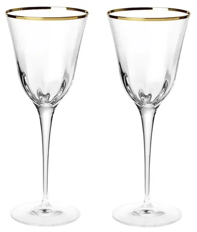 Pahare de vin La Reine - Julia Optic, Gold Rim, 2 buc., 300 ml