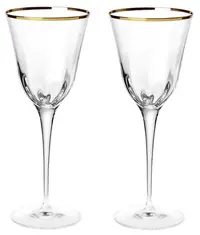 Pahare de vin La Reine - Julia Optic, Gold Rim, 2 buc., 300 ml
