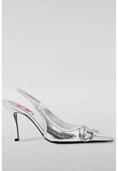 Pantofi slingback cu toc D-Venus - Argintiu