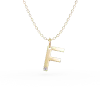 Lant cu pandantiv initiala F din aur galben cu diamant de 0.005ct