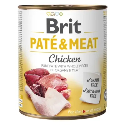 Hrana umeda pentru caini Brit Pate & Meat, Pui, 800g 800g