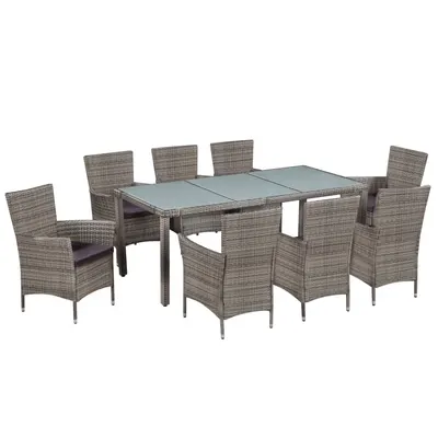 Gossi set mobilier de exterior cu perne, 9 piese, gri, poliratan