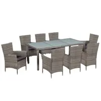 Gossi set mobilier de exterior cu perne, 9 piese, gri, poliratan