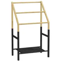 HOMCOM Suport de Podea pentru Prosoape cu 3 Bare și Raft Inferior pentru Obiecte, 51x31x85,5 cm, Negru | Aosom Romania