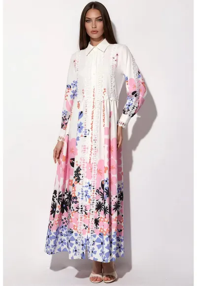 Rochie Maxi A-line Femei - Floral - Multicolor - Poliester/Lycra
