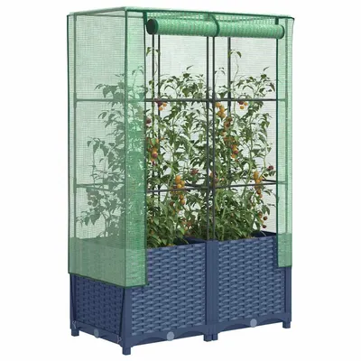Gossi strat inaltat cu husa de sera, aspect ratan, 80x40x138 cm