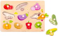 Puzzle din lemn cu maner Tooky Toy - Legume