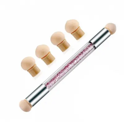 Pensula unghii cu burete pentru Ombre Baby Boomer + 4 rezerve, Nail Art Tool, Pink